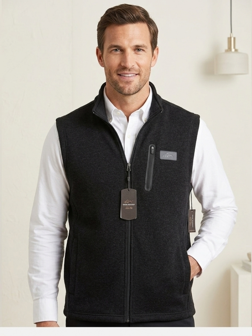Greg Norman Sweater Vest Mens Extra Large Golf Shark Casual Outdoor black NWT.